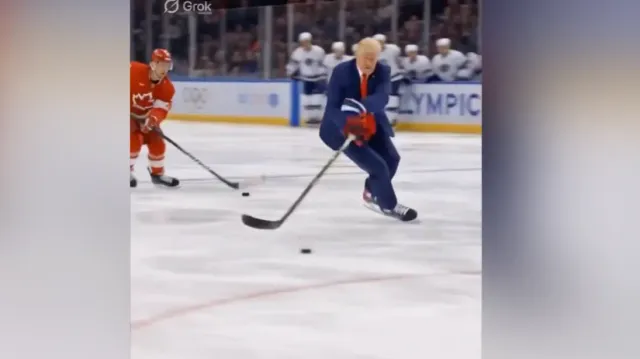 Горячая новость | Трамп опубликовал сгенерированное видео, на котором играет в хоккей со сборной...
